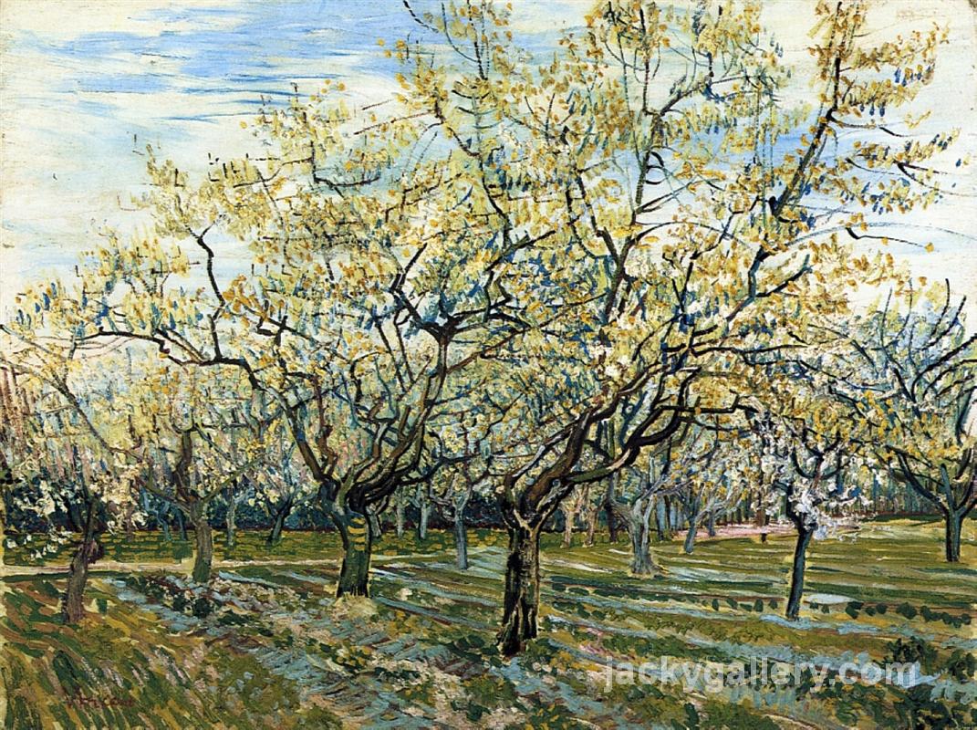 Orchard with Blossoming Plum Trees, Van Gogh painting